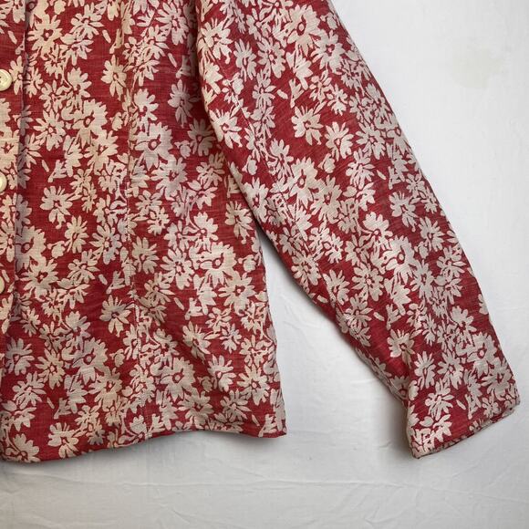 Coldwater Creek Jacket Women's Large Cotton Linen Blend Pink White Career - Picture 4 of 9